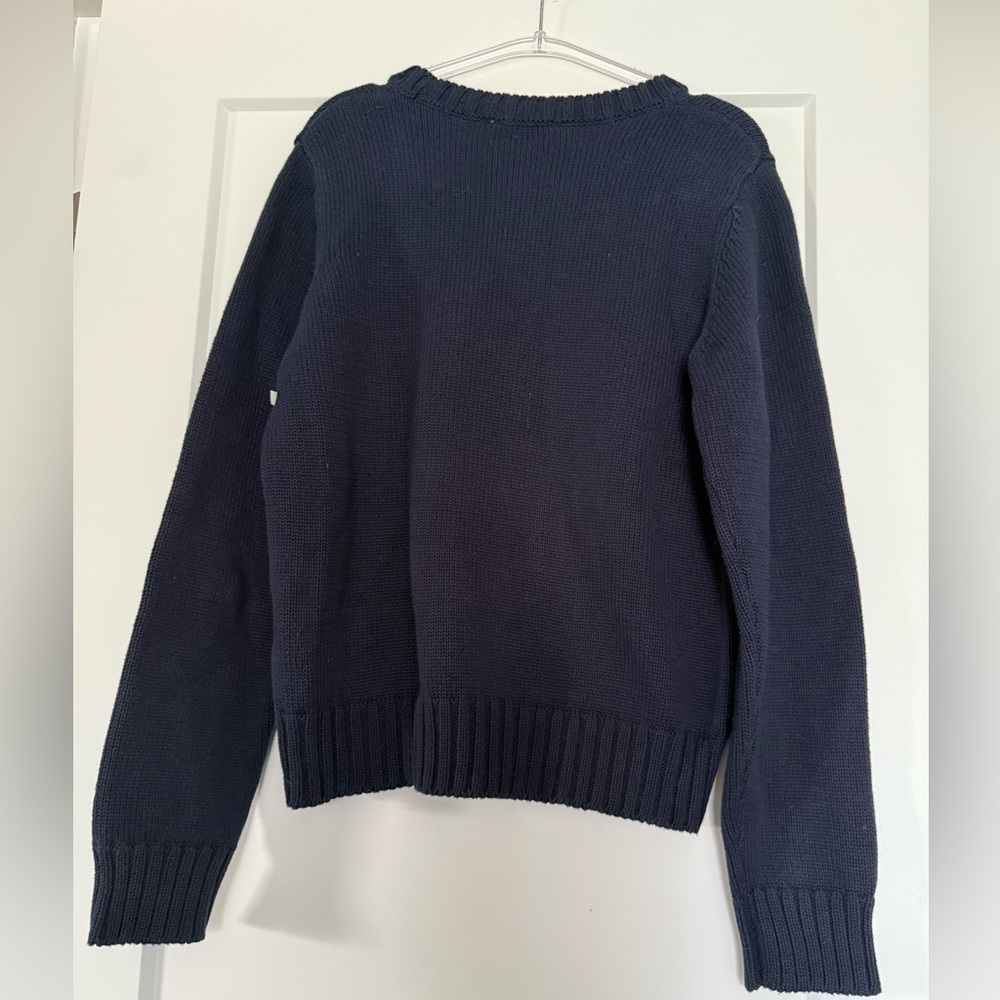 Sporty and Rich brand Medium NWT Navy Blue Cotton Crewneck Health Crest Sweater - Picture 6 of 16
